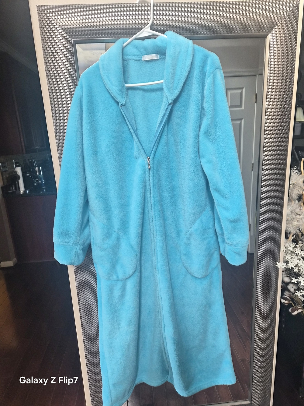 Secret Treasures Turquoise Plush Long Zip Robe